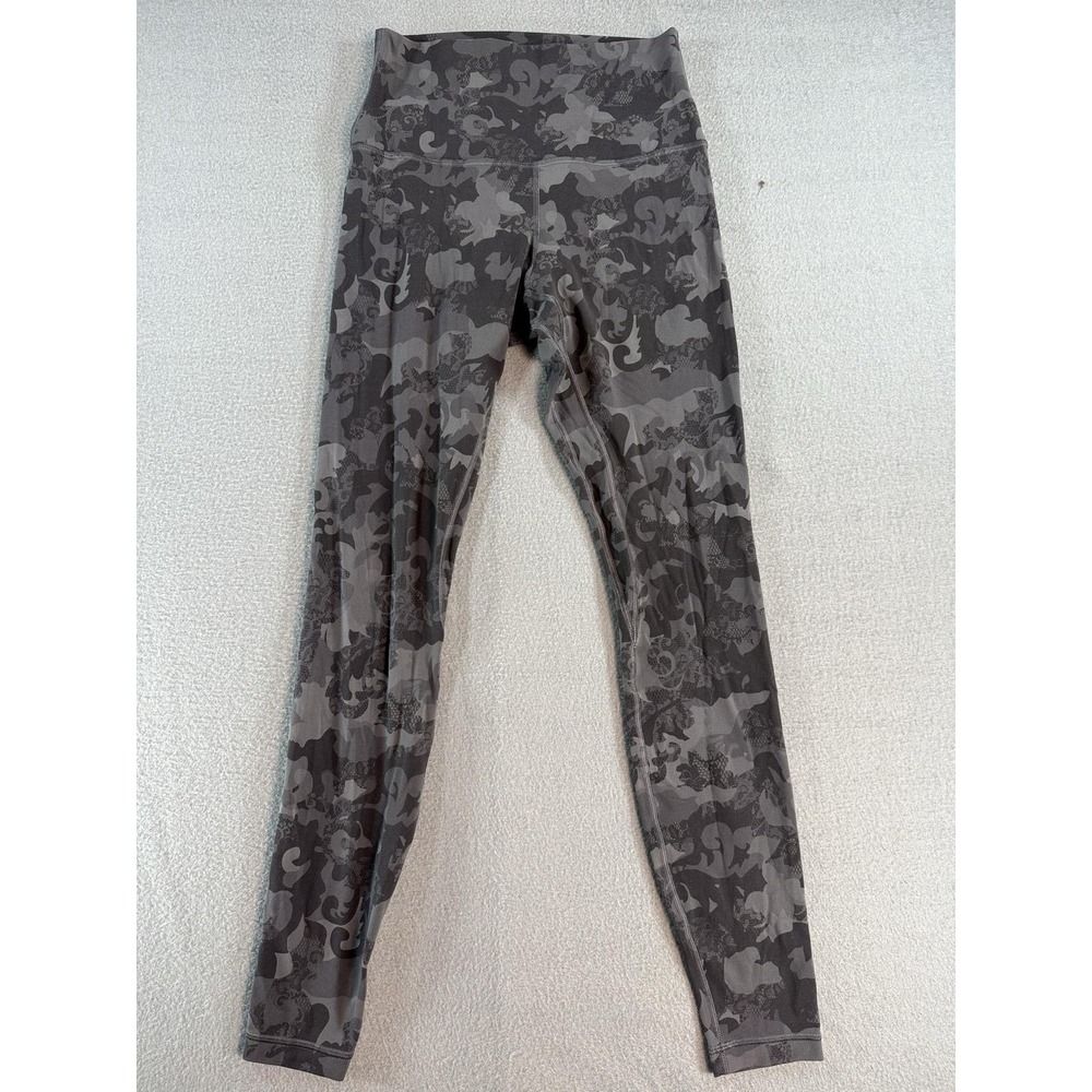 Lululemon Leggings Womens 6 Gray High Rise 27 Ankle Camo Floral LW5EXXS.02